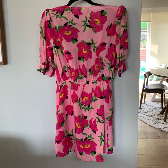 The Kooples Mini Faux Wrap Silk “Peony in Love” Floral Pink Party Dress, NWT! - Picture 13 of 17